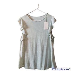 A New Day Mint Green Ruffled Short Sleeve Top XXL